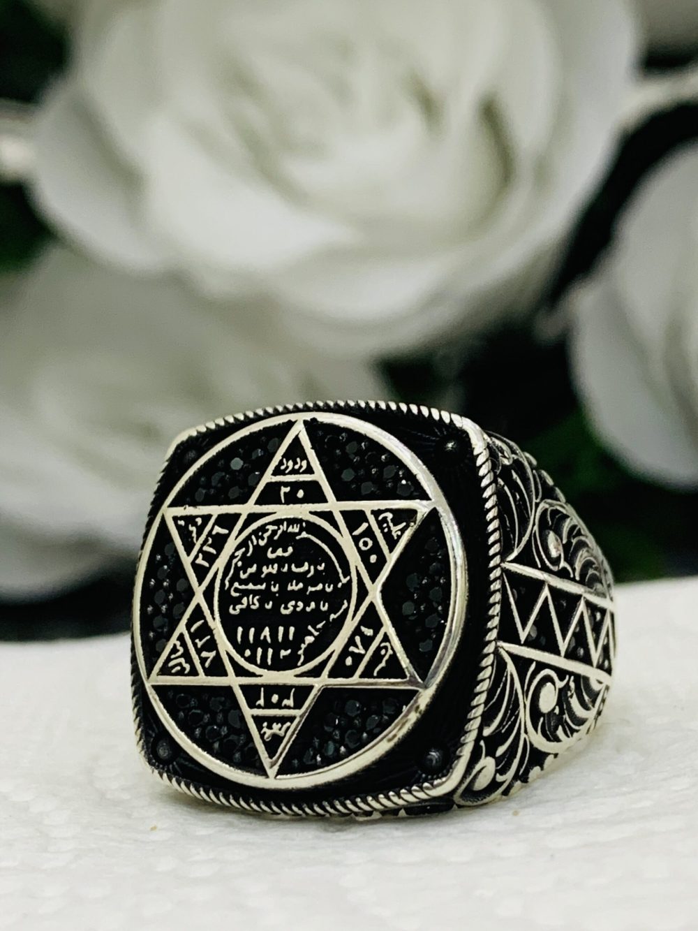 BAGUE EN ARGENT AVEC TALISMAN ETOIL DAVID