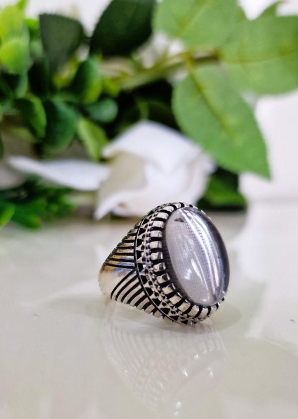 BAGUE CRISTALE DE ROCHE, GRAVURE LES 114 SOURATES DU SAINT CORAN