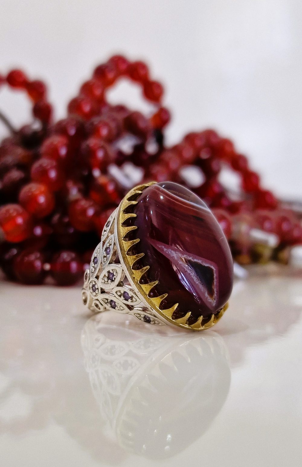 BAGUE AGATE ROUGE