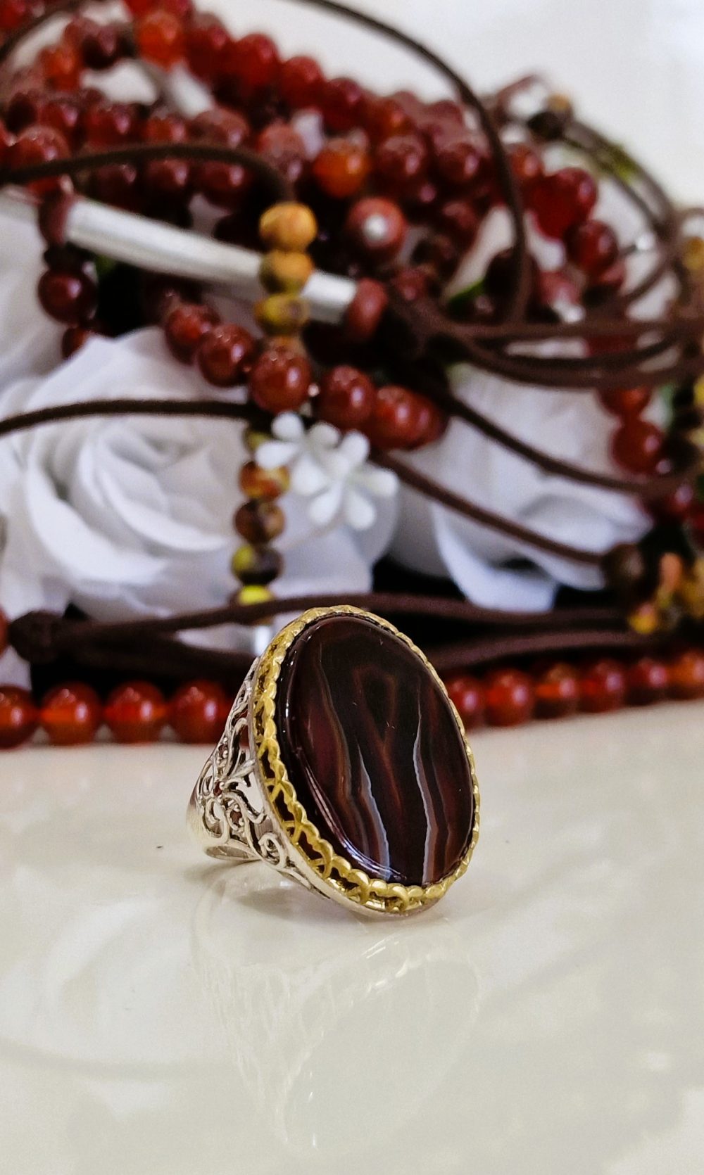 BAGUE AGATE ROUGE