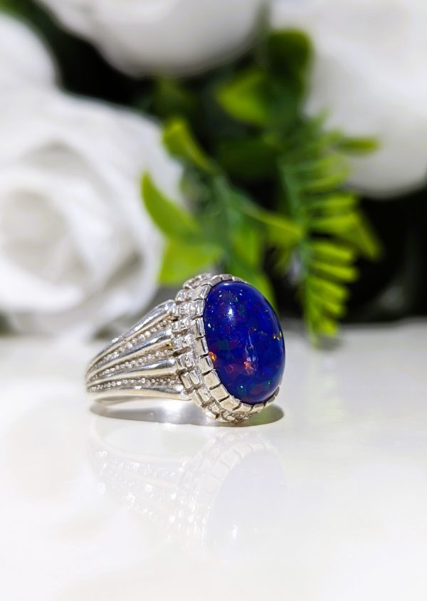BAGUE OPALE BLEUE