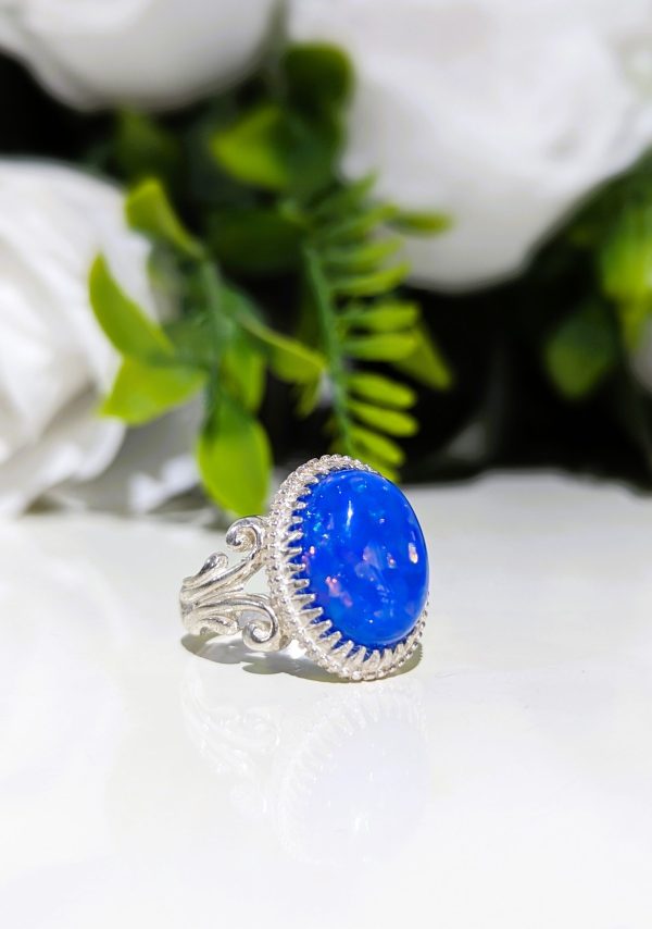 BAGUE OPALE BLEUE