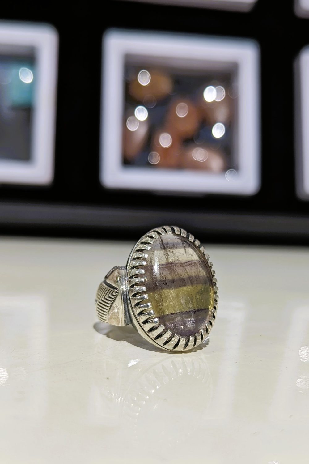 BAGUE FLUORITE ARC EN CIEL