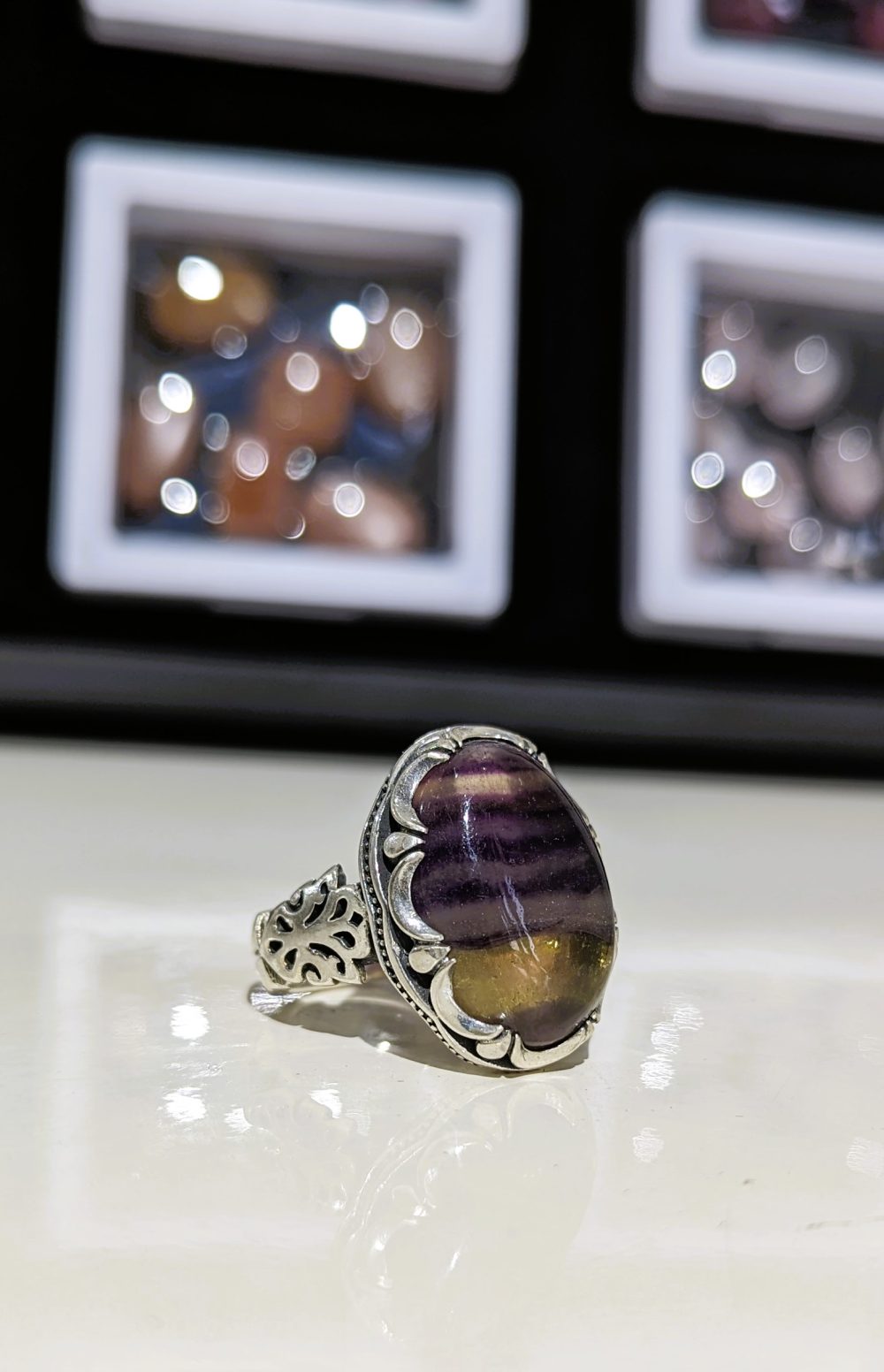 BAGUE FLUORITE ARC EN CIEL