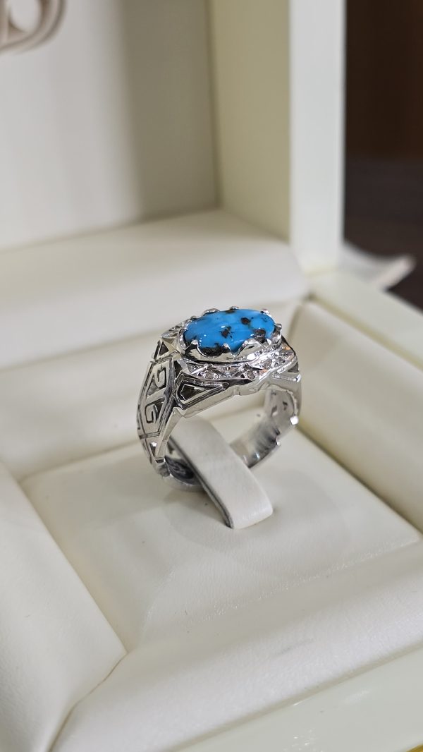 BAGUE TURQUOISE ENTOURÉ DE PIERRE DIAMANT