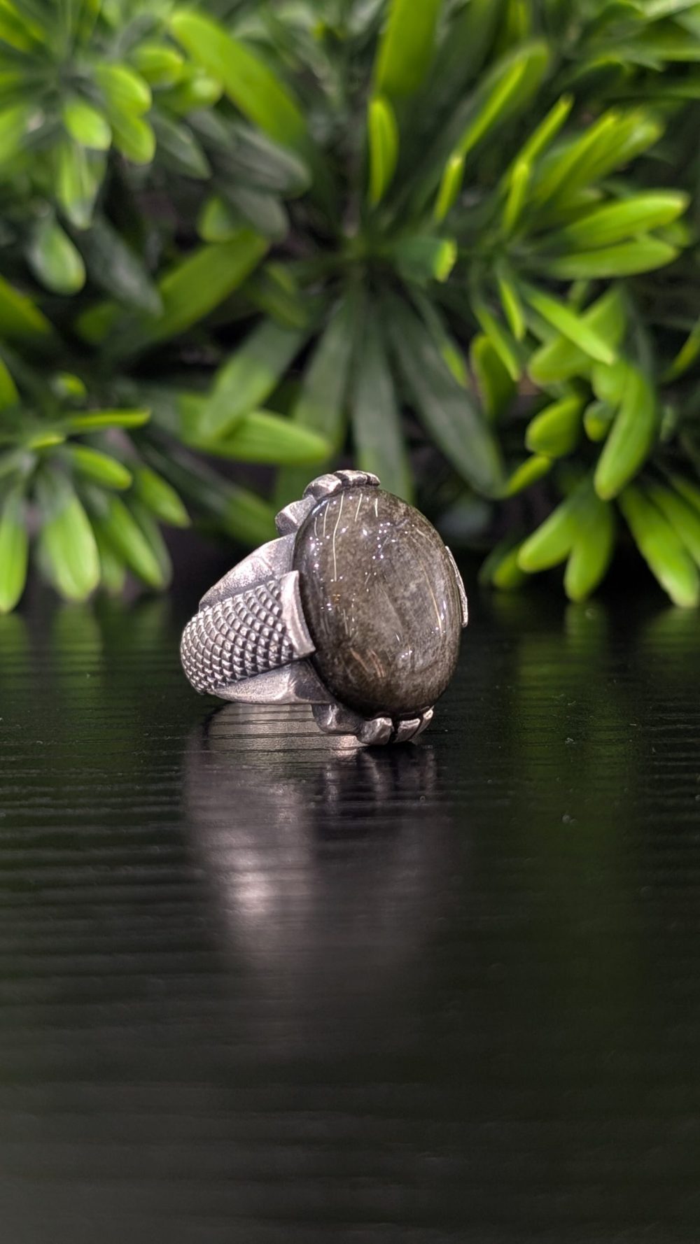 BAGUE OBSIDIENNE DORÉ