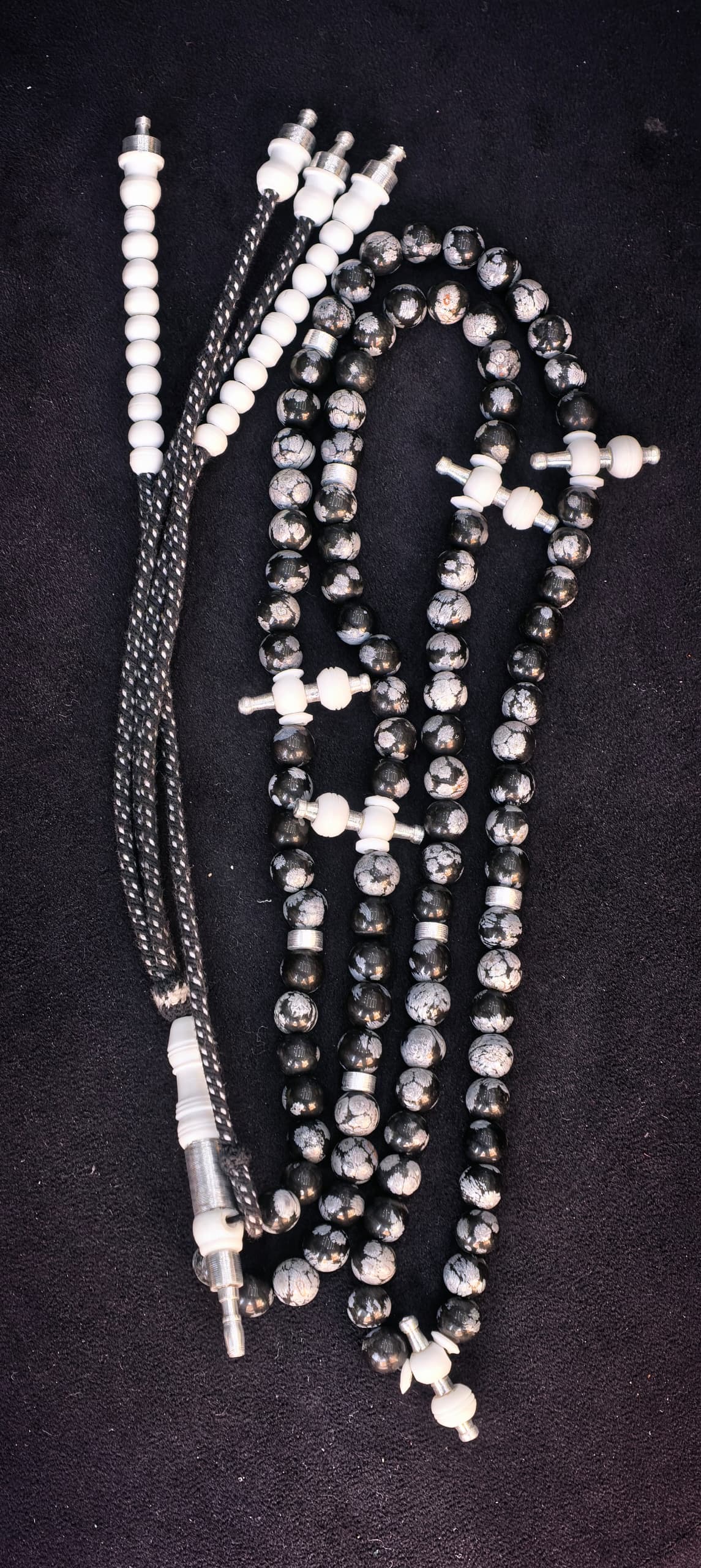 CHAPELET OBSIDIENNE NEIGE